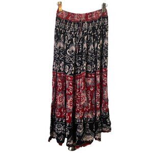 Vintage Jessie Midi Skirt Womens Floral Cotton Gauze Boho Hippie Pull On Comfy